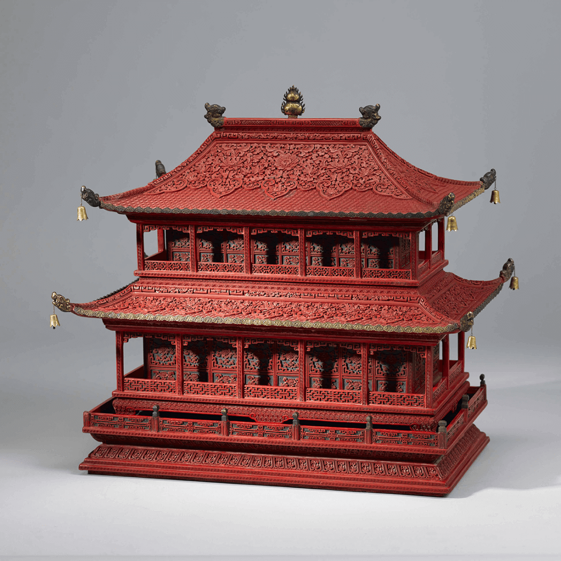 carved red lacquer incense box