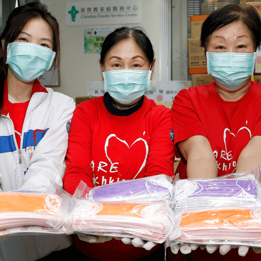 june tang distribute covid care packs